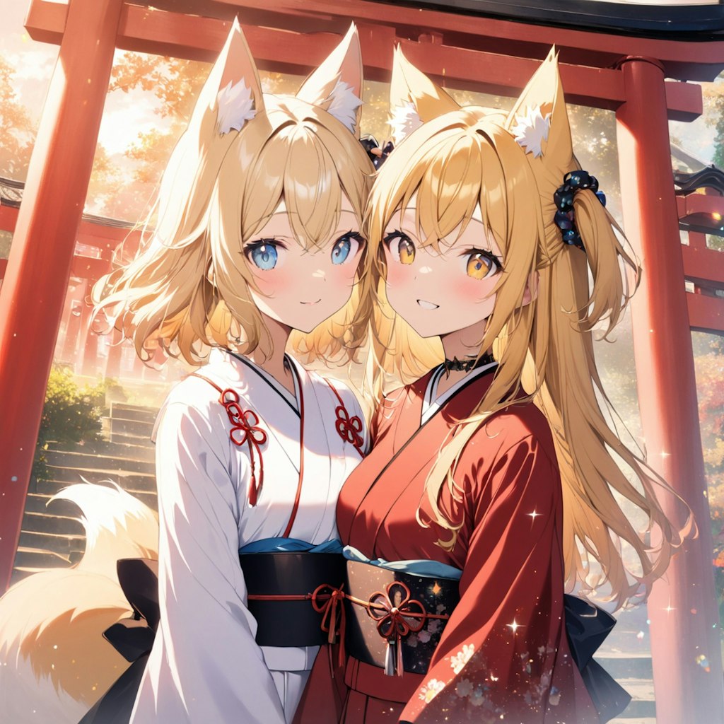 狐娘たちの初詣 🦊×🟡