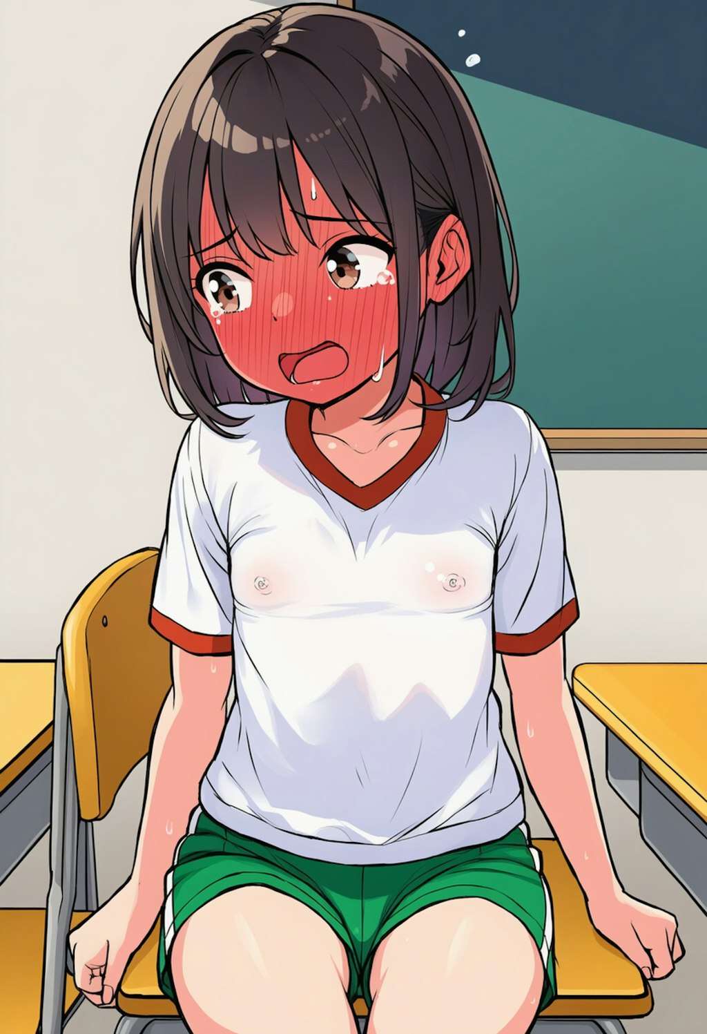 下着を取って体操服一枚で授業を受ける子