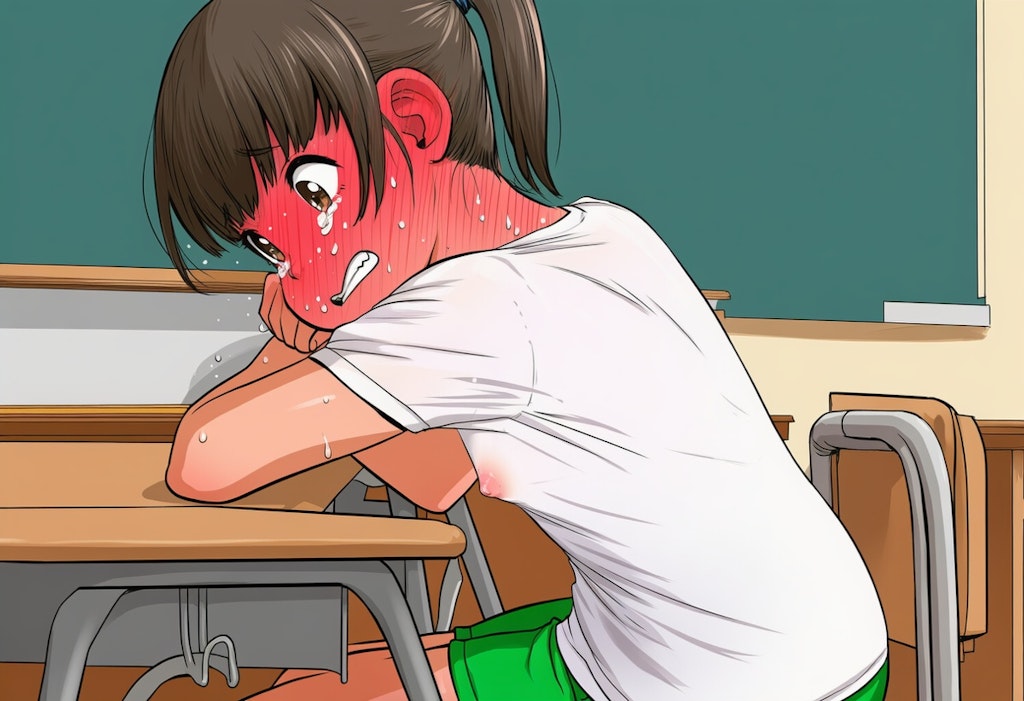 下着を取って体操服一枚で授業を受ける子