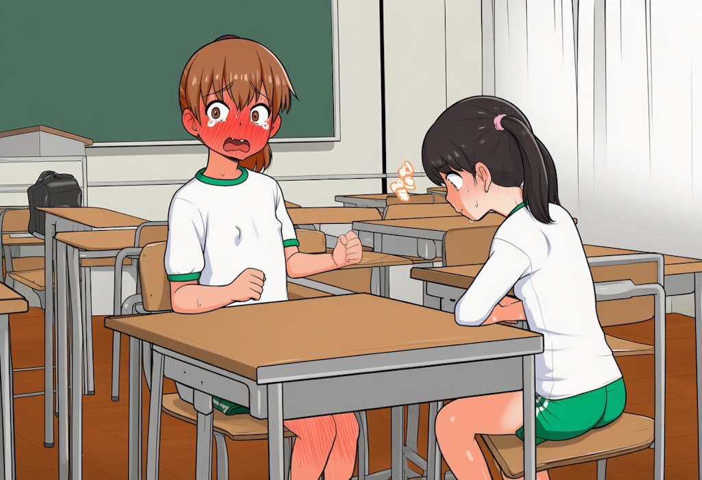 下着を取って体操服一枚で授業を受ける子