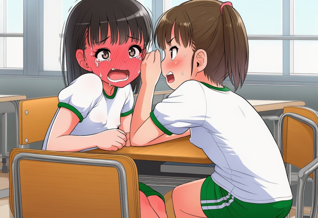 下着を取って体操服一枚で授業を受ける子