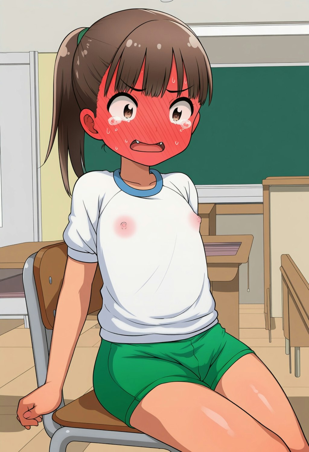 下着を取って体操服一枚で授業を受ける子