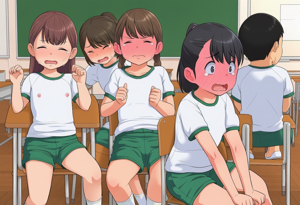 下着を取って体操服一枚で授業を受ける子