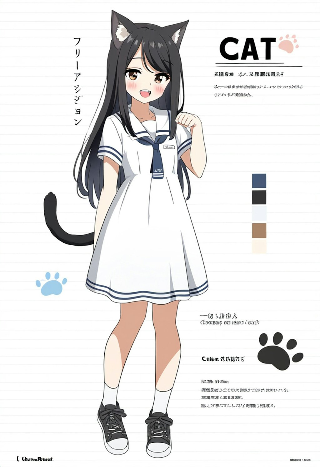 猫少女　設定画　カタログイラスト風