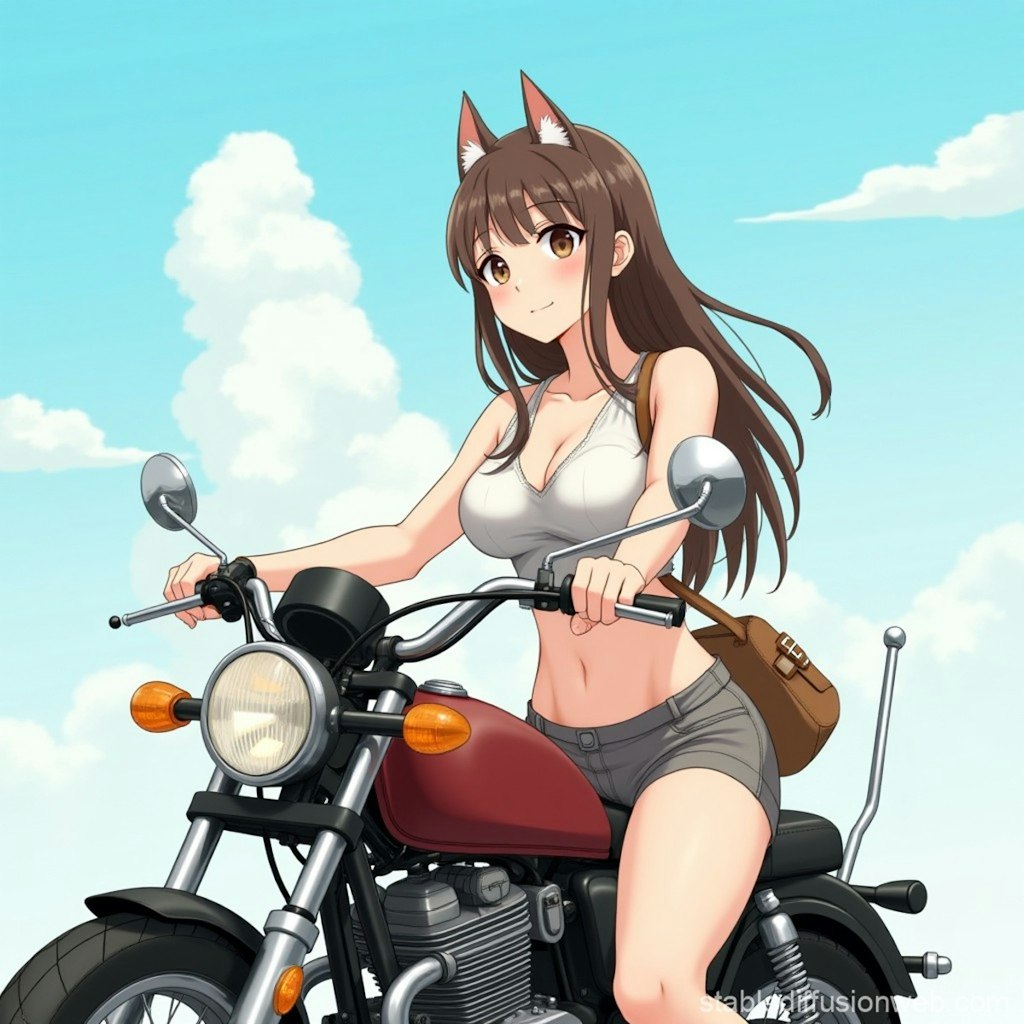 バイクに乗る猫耳少女