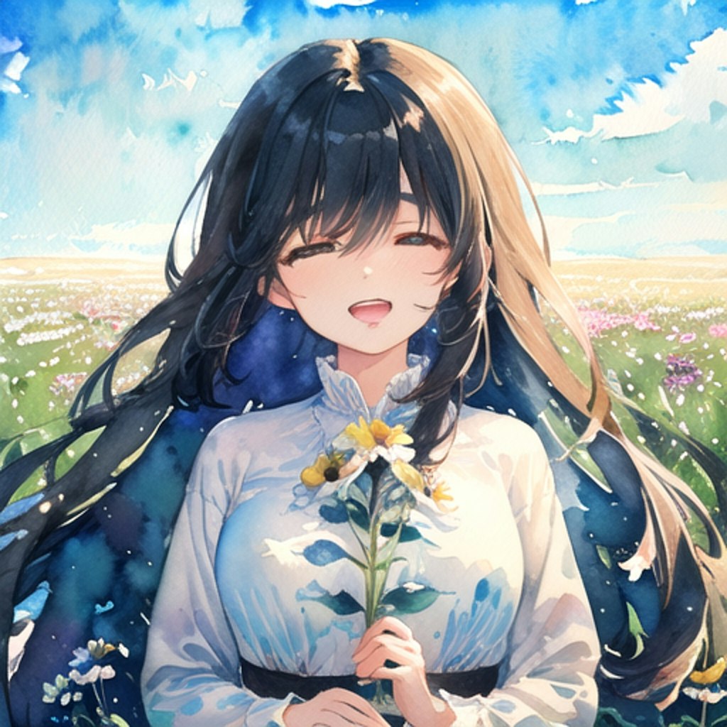 花を持つ女の子