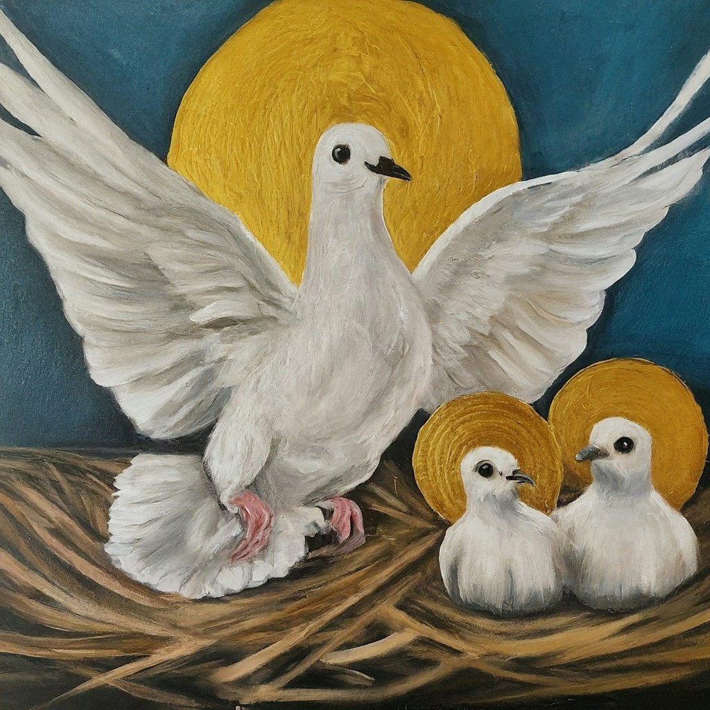 Birds on church mural