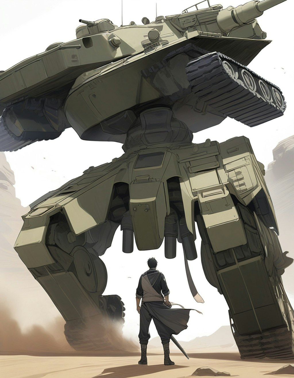 攻撃と機動のための直立一人乗り戦車（PixAI版）