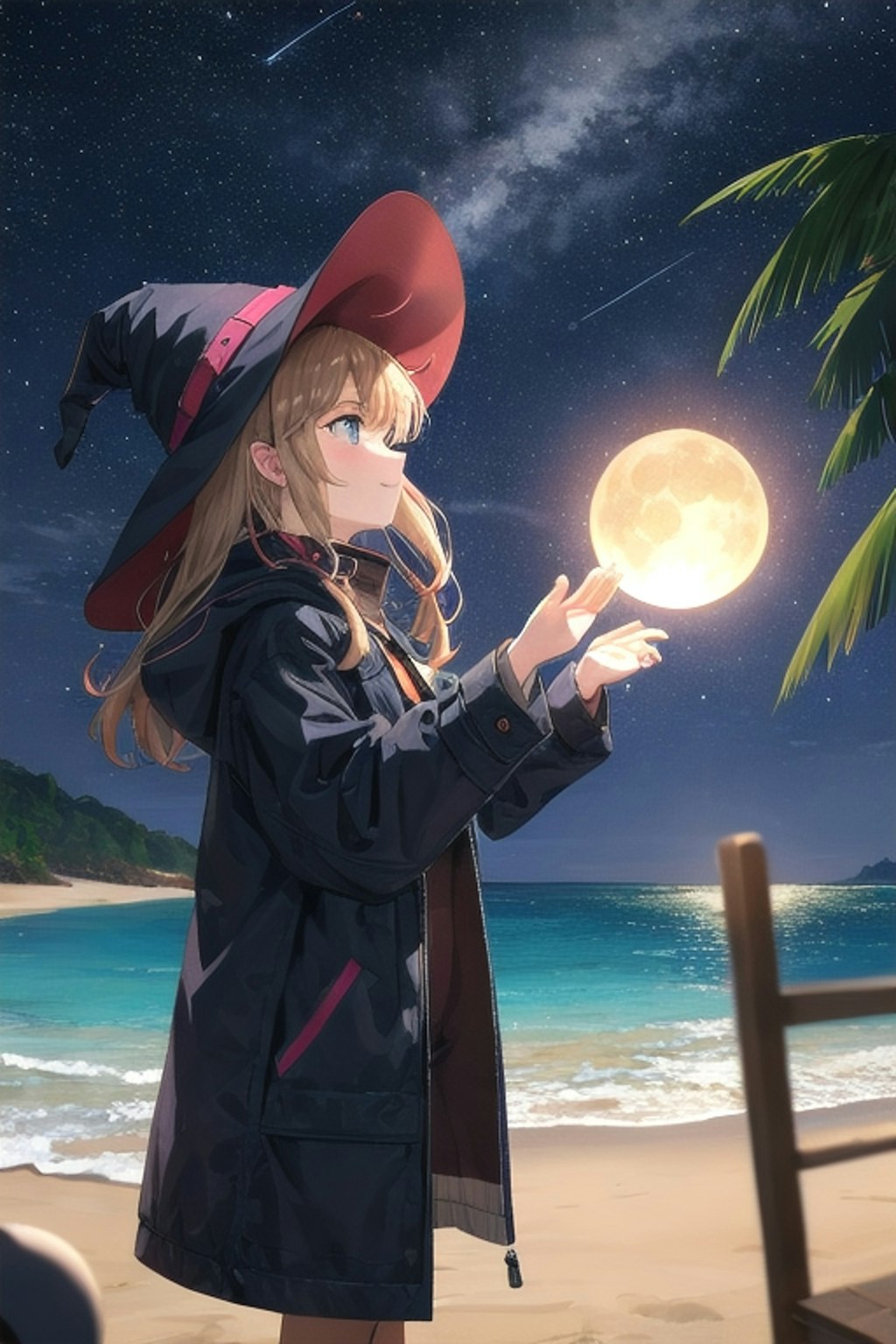 砂浜の魔女と星空