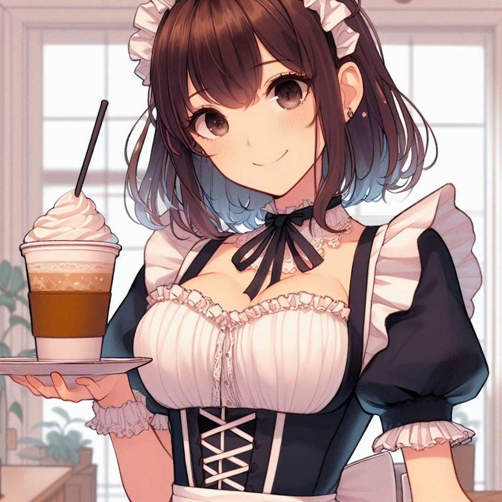 カフェで働くメイドさん