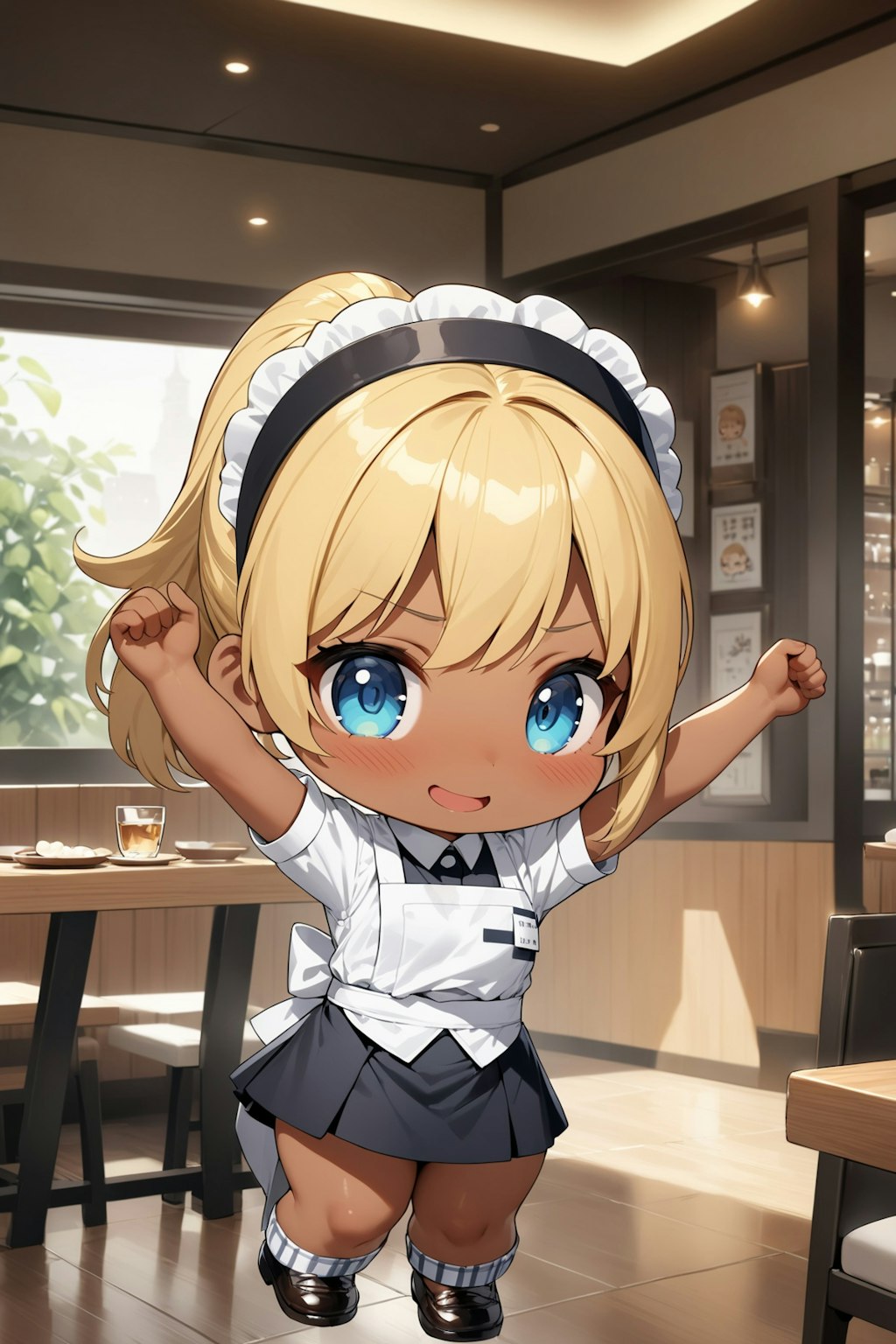 レストランでちょっと健全なちびキャラウェイトレスさん Y617