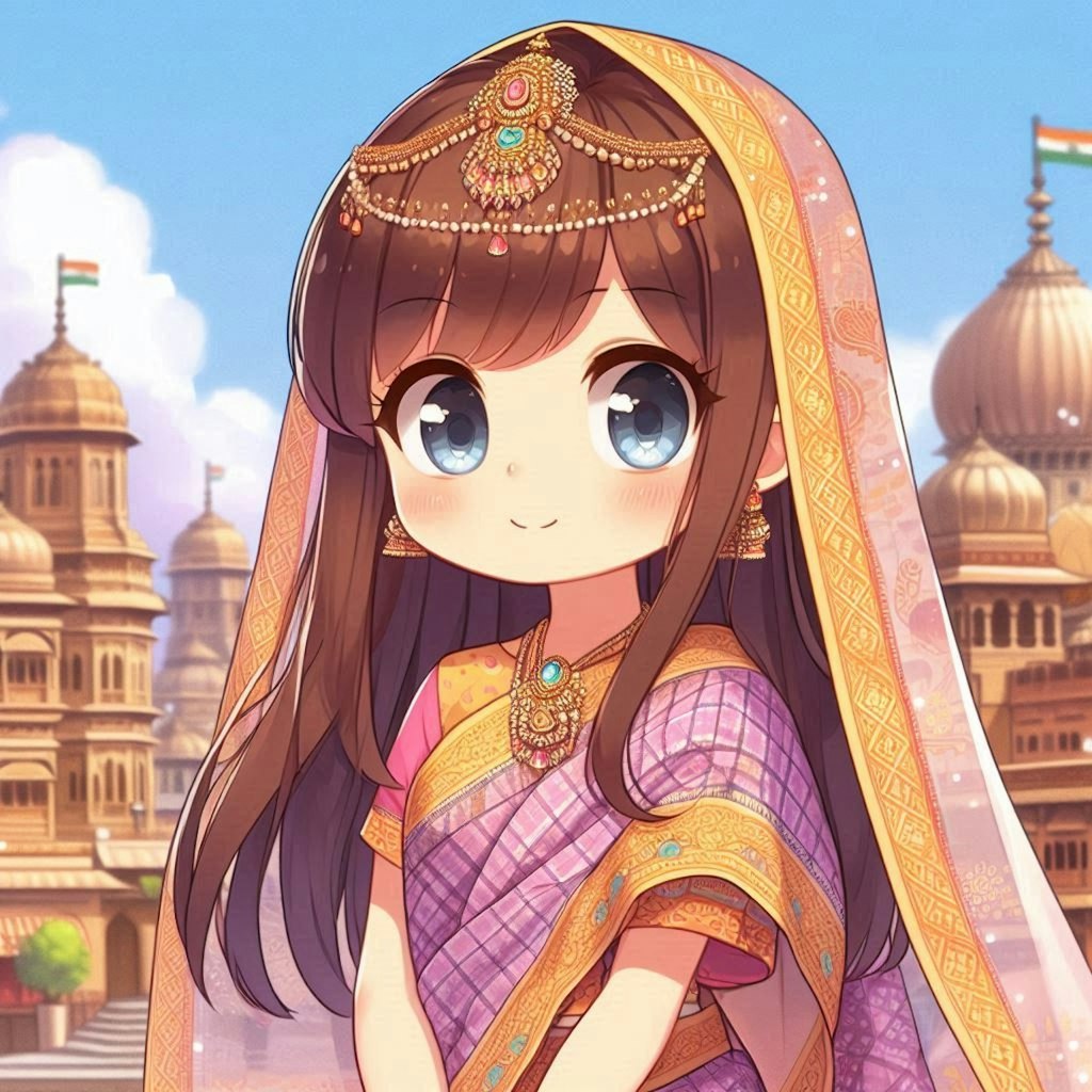 インドのサリーを着た女の子