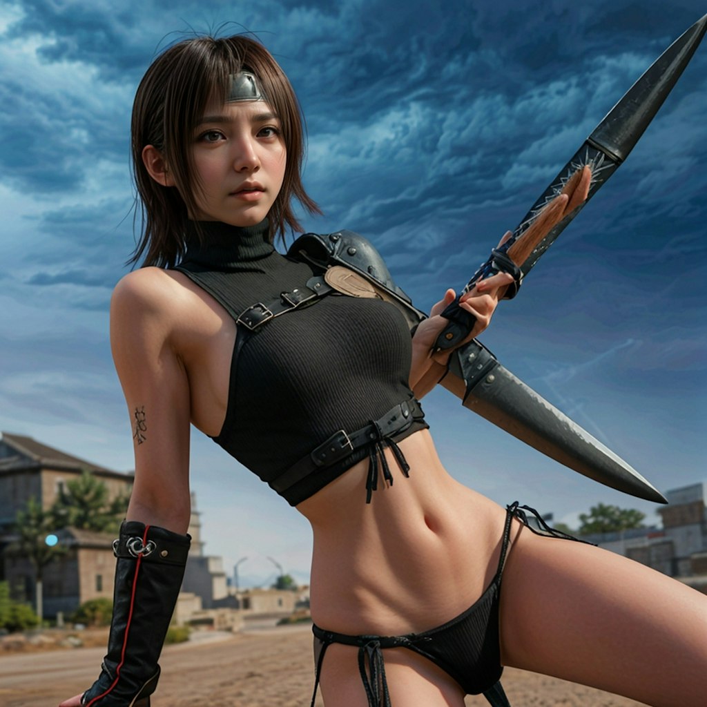 魅惑の忍者ビキニコスプレ！FF7のユフィ・キサラギが魅せるセクシーな武器とスタイル