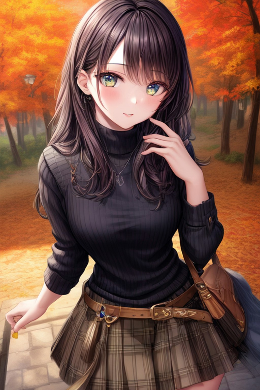 紅葉と美少女たち