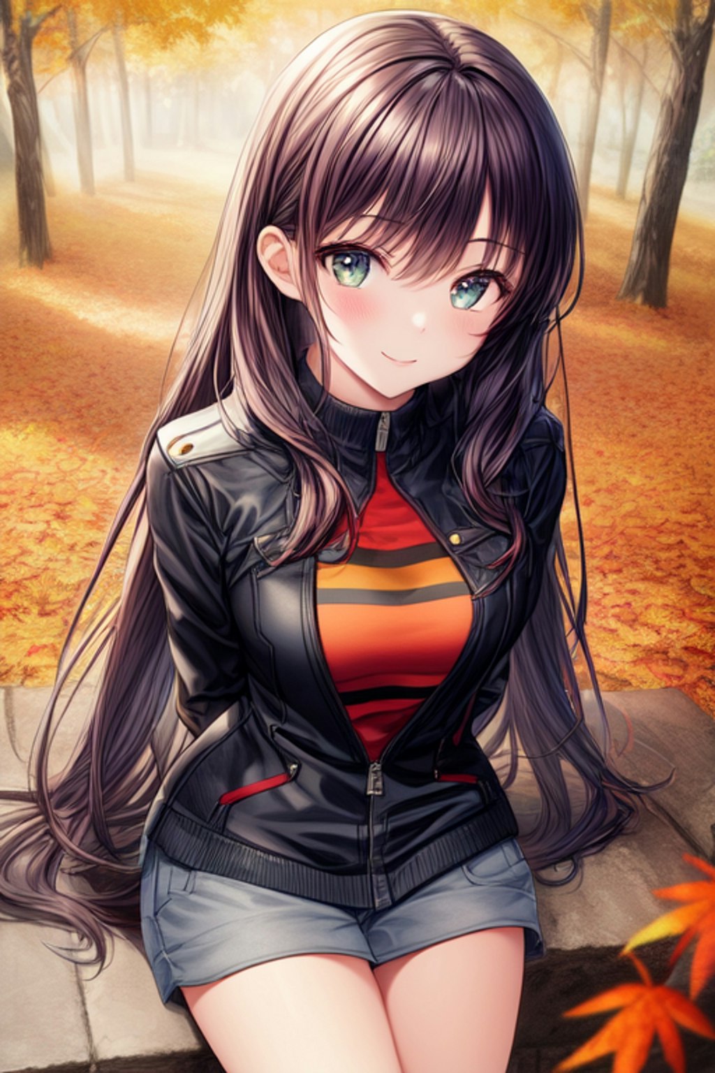 紅葉と美少女たち