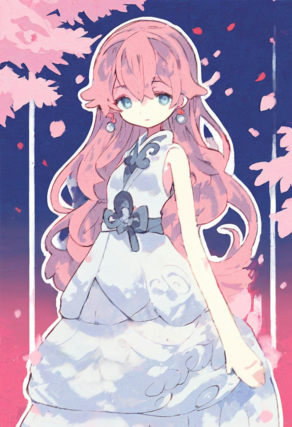 桜に舞う女の子