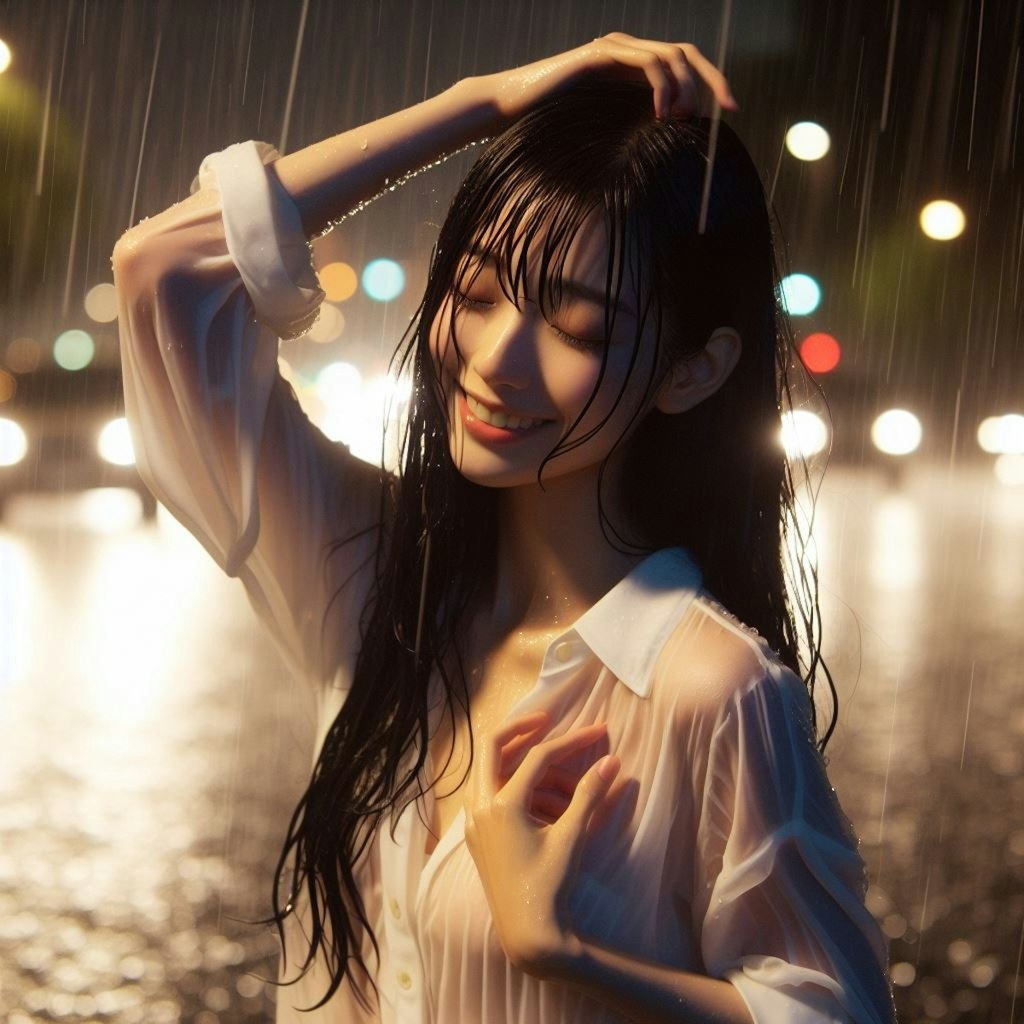 雨の女子