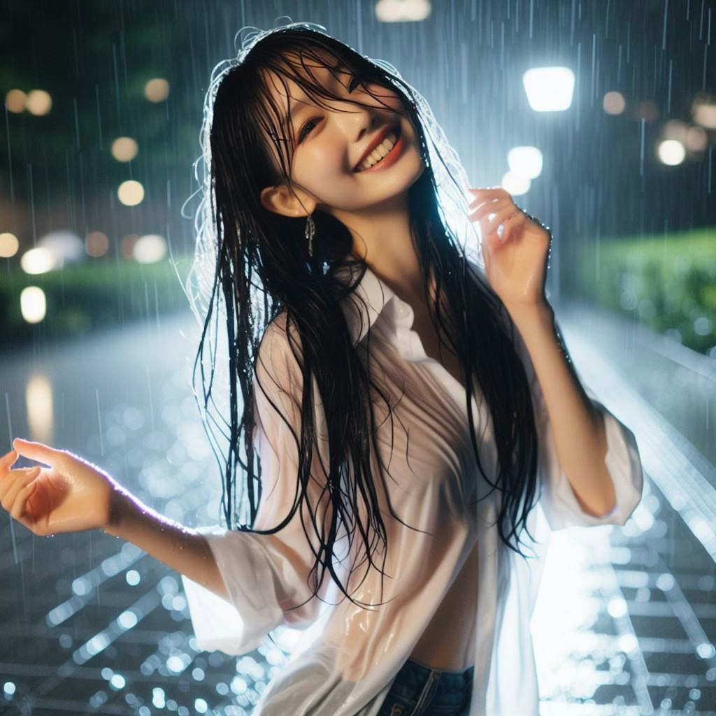 雨の女子