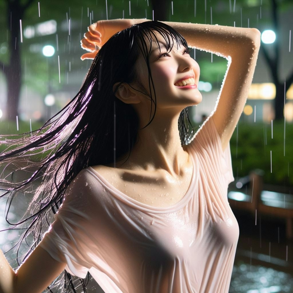 雨の女子