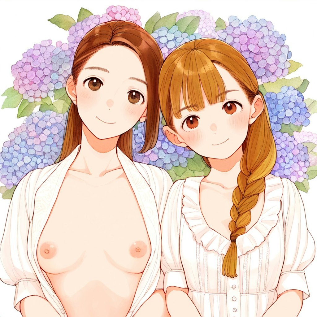 花と少女二人