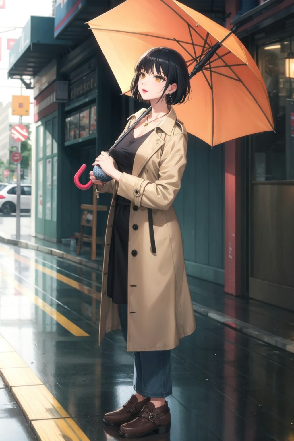 雨のカフェ