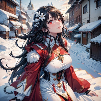 雪の街を散歩する魔王女様