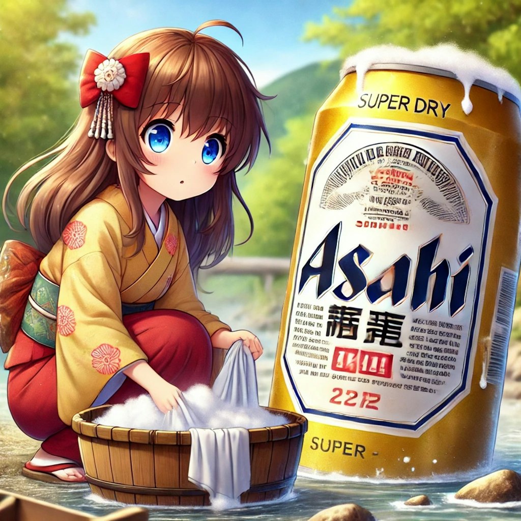 どんぶらこと流れてきたビールと小さな女の子