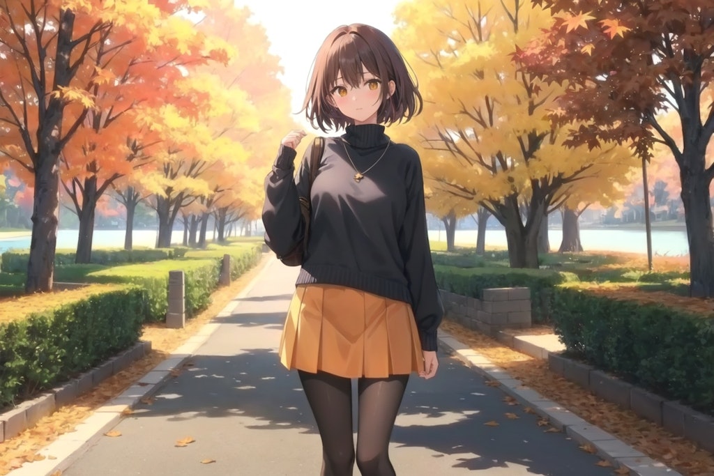 Illustration of a girl in fall fashion.