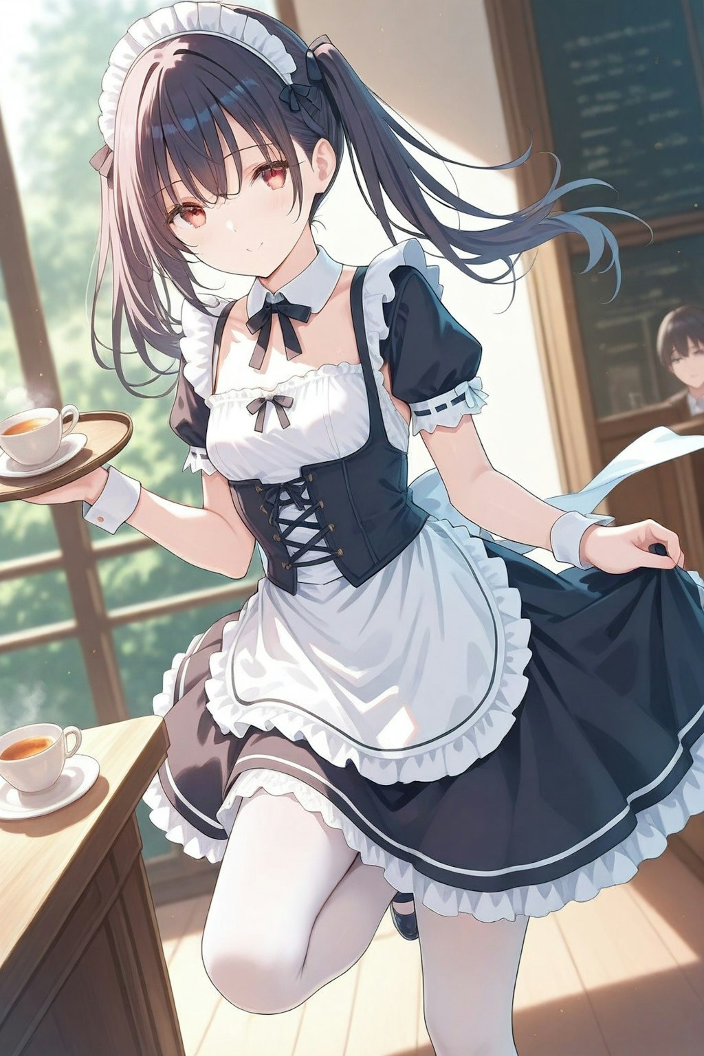 黒髪ツインテールメイド