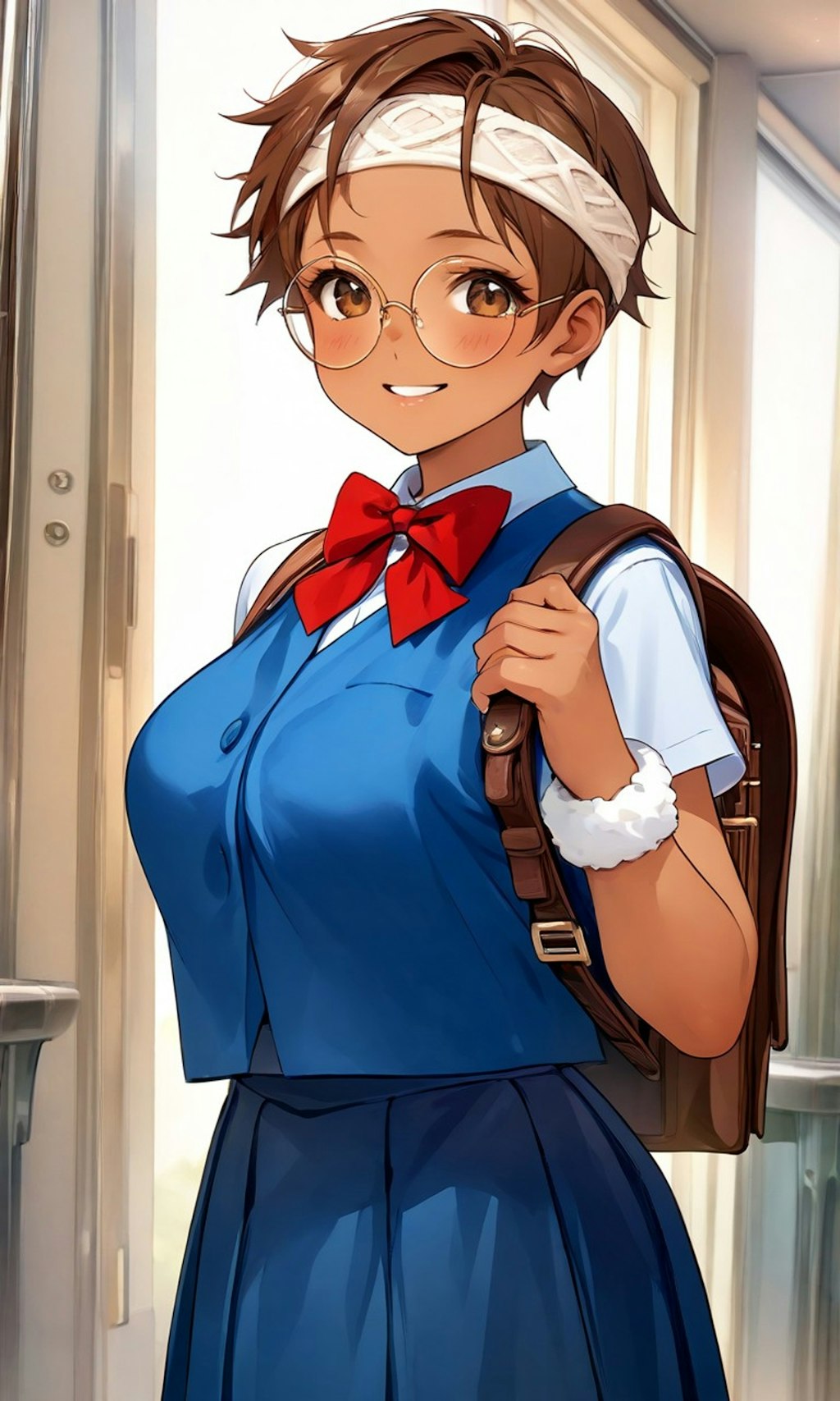 カバンを背負った眼鏡っ娘