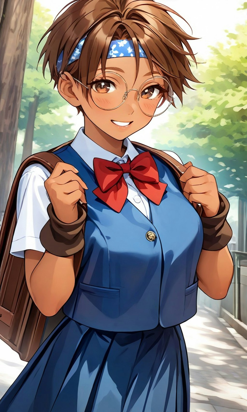 カバンを背負った眼鏡っ娘