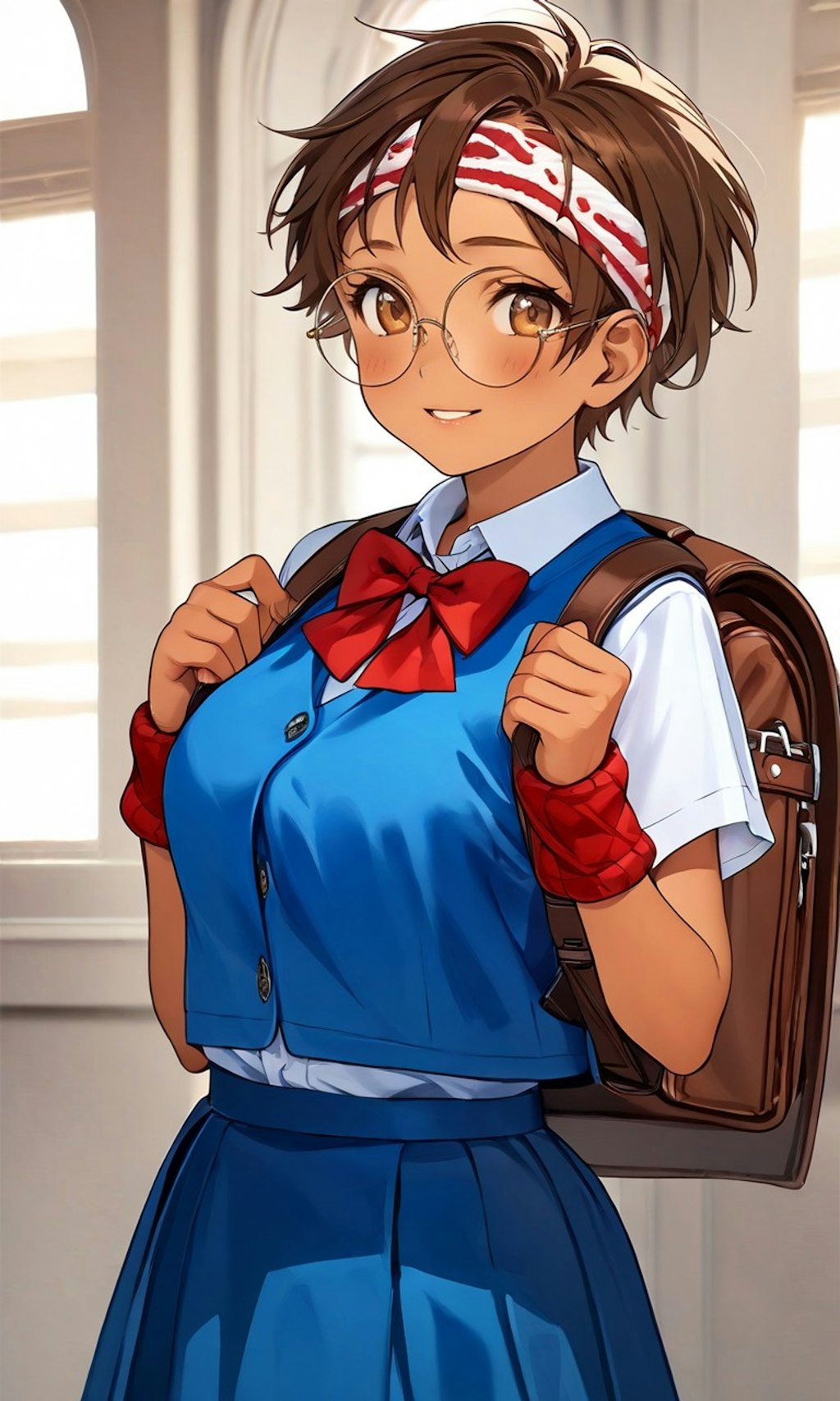 カバンを背負った眼鏡っ娘