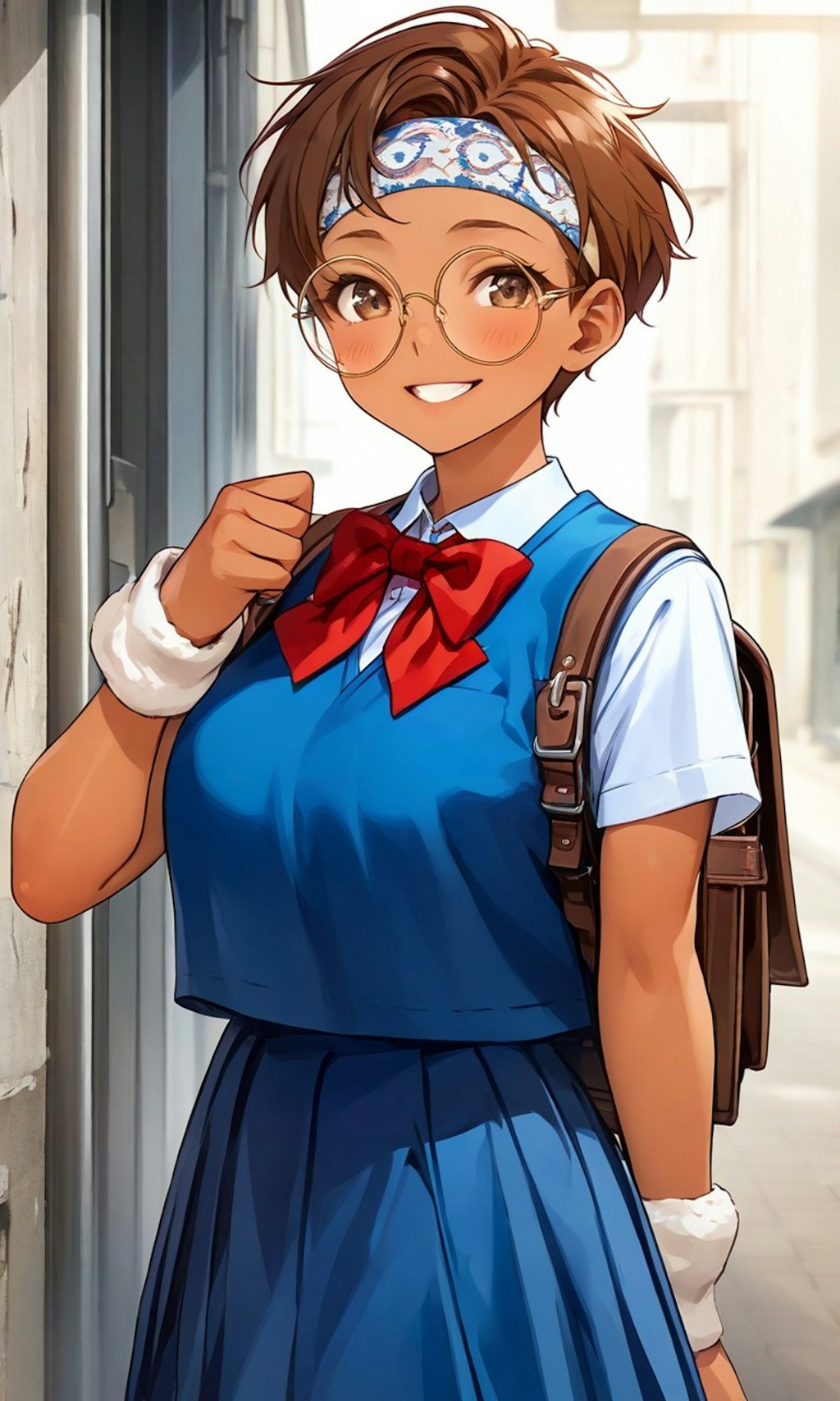 カバンを背負った眼鏡っ娘