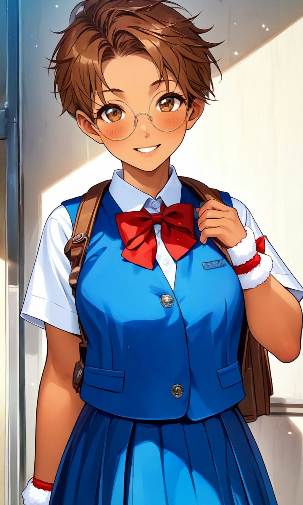 カバンを背負った眼鏡っ娘