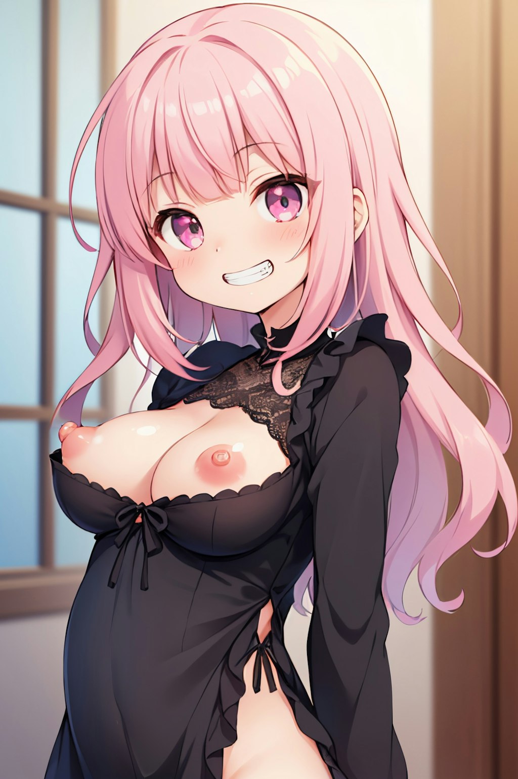 ピンク髪娘がいろいろポロリ