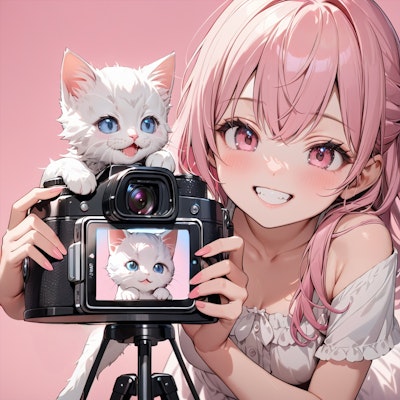 子猫撮影の少女