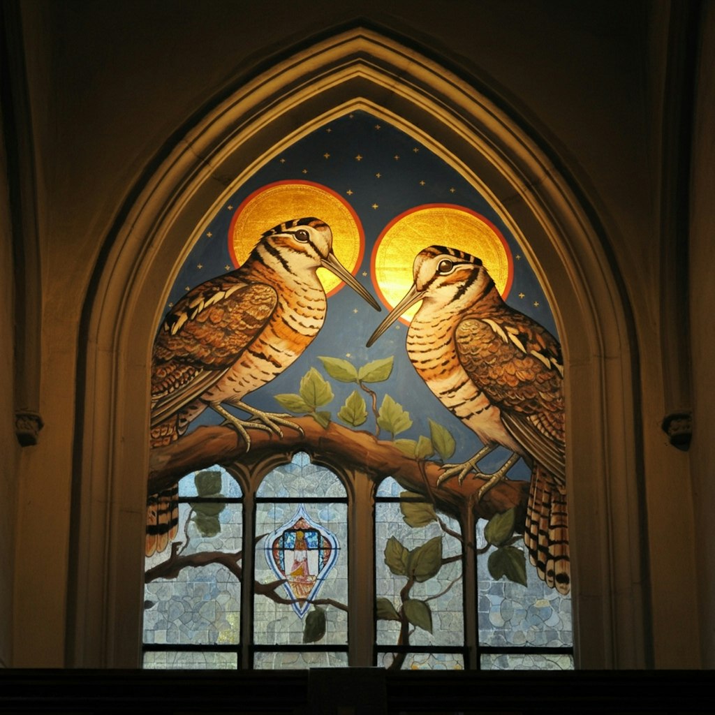 Shorebirds on church mural