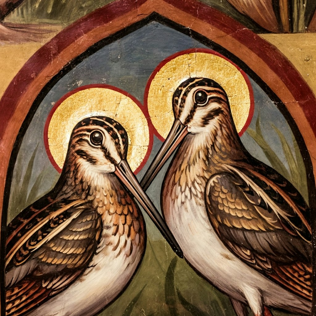 Shorebirds on church mural