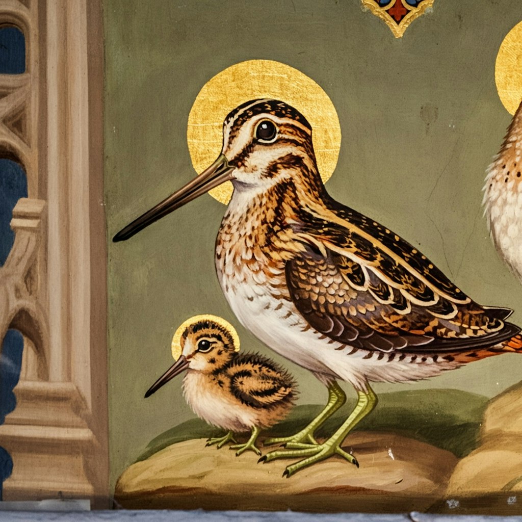 Shorebirds on church mural