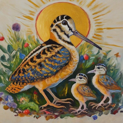 Shorebirds on church mural