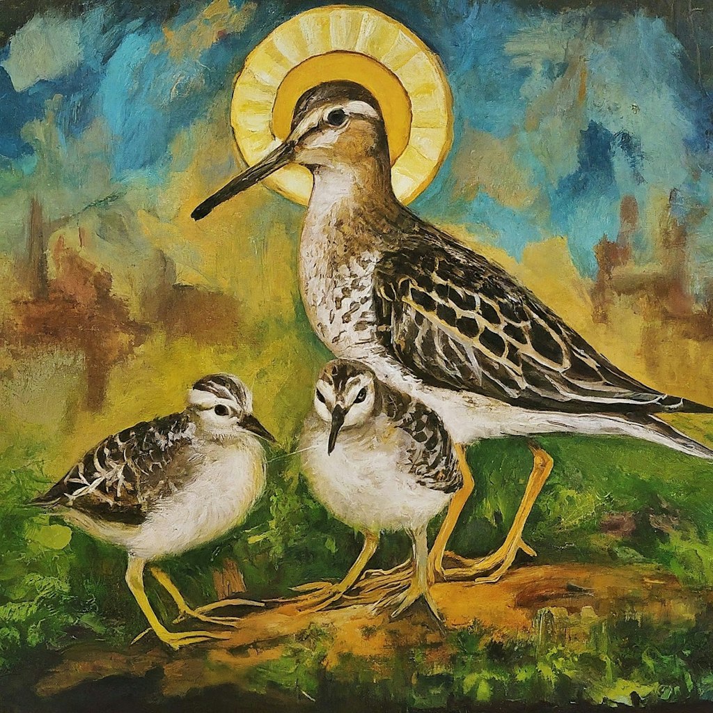 Shorebirds on church mural