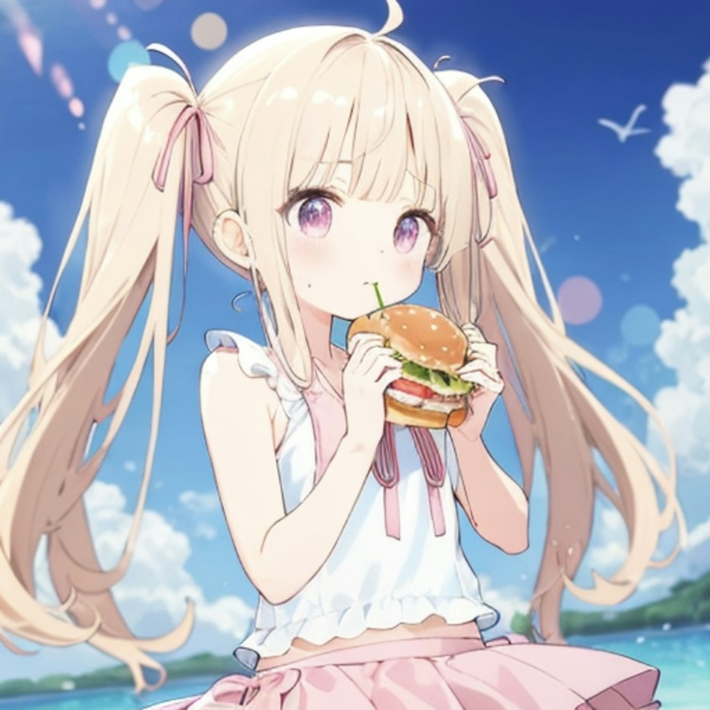 ハンバーガーを食べる少女4☆