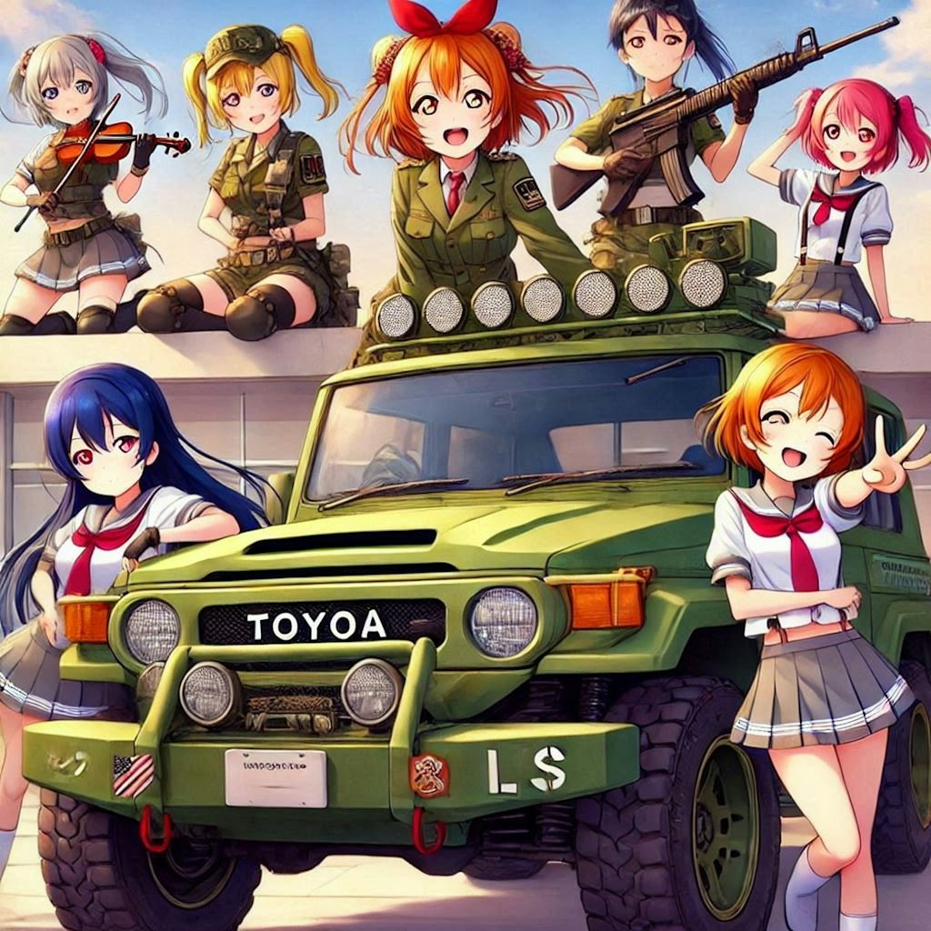 ラブライブキャラとランドクルーザー軍用車