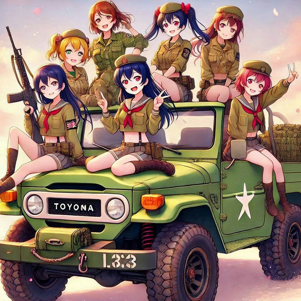 ラブライブキャラとランドクルーザー軍用車