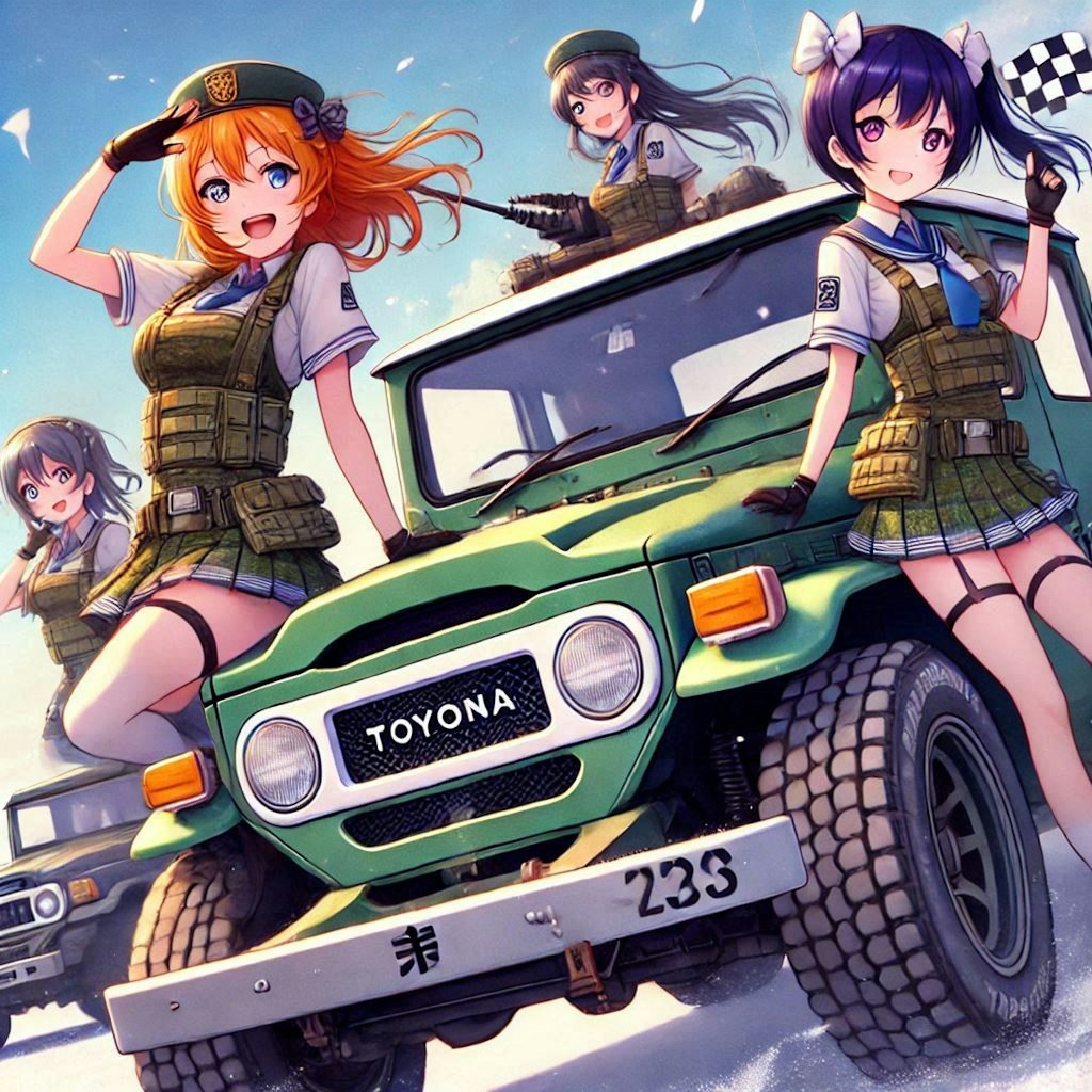 ラブライブキャラとランドクルーザー軍用車