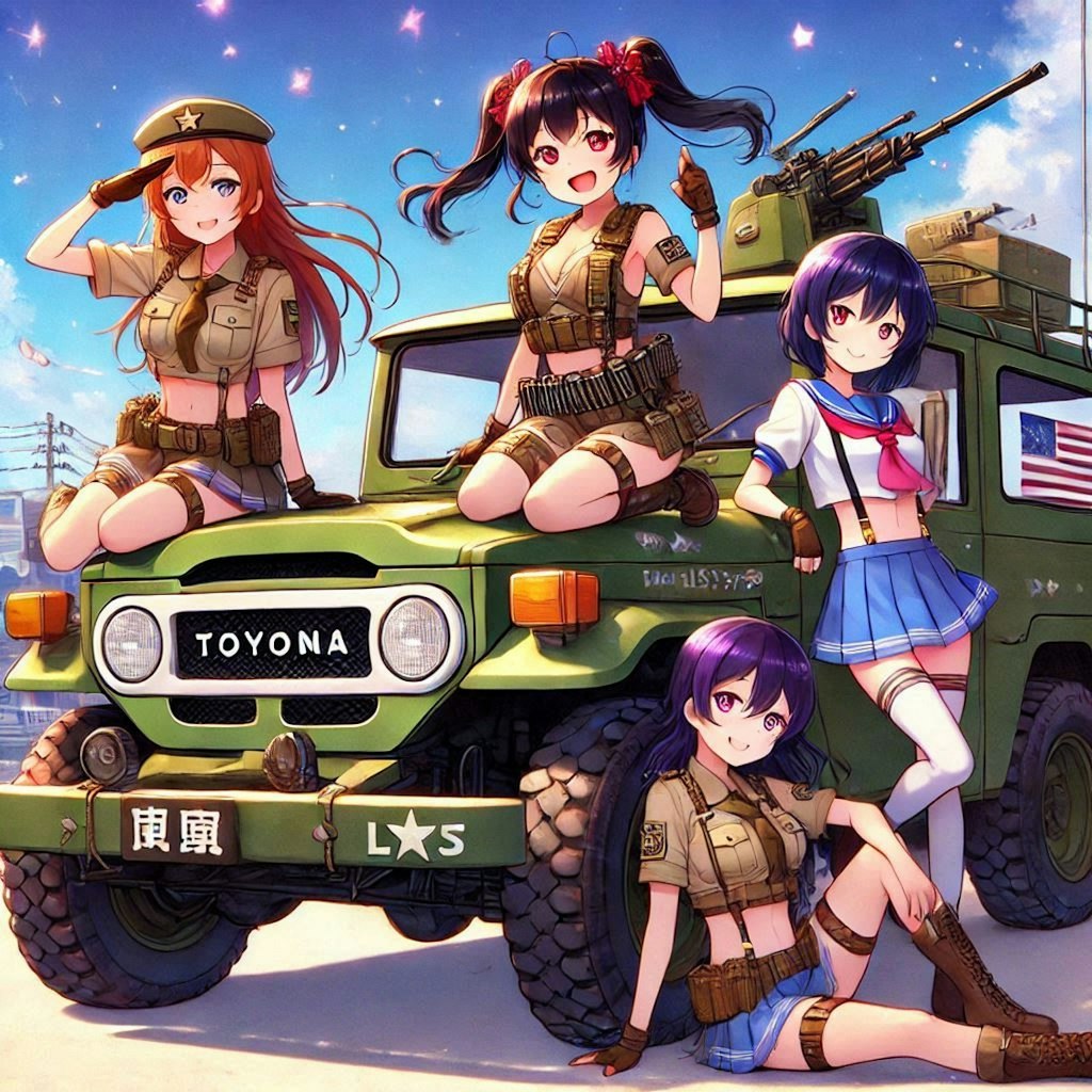 ラブライブキャラとランドクルーザー軍用車