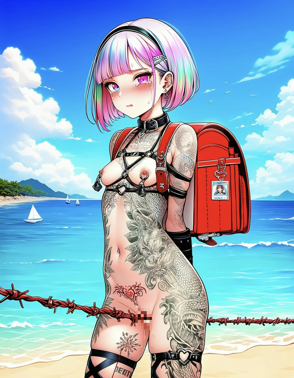 有刺鉄線綱渡り2