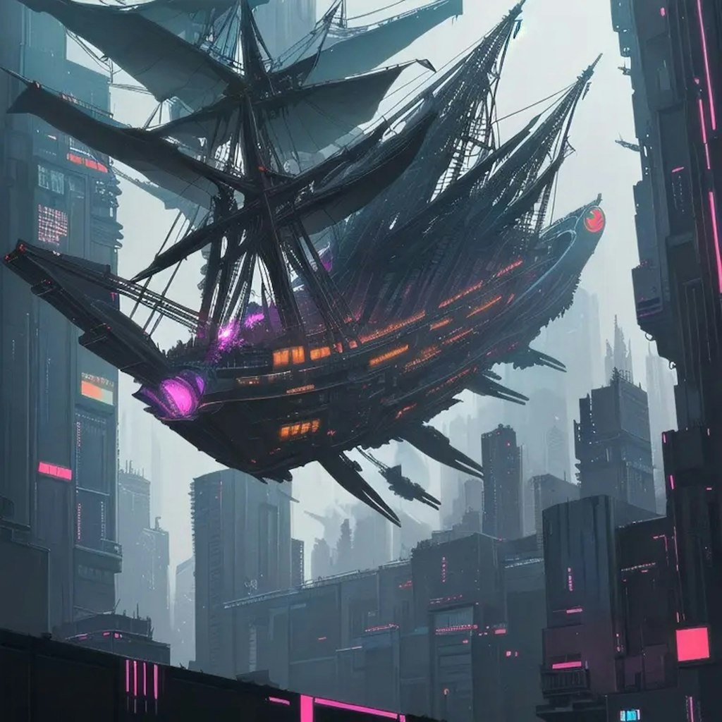 blue_pencil_v9bでもcyberpunk flying ship