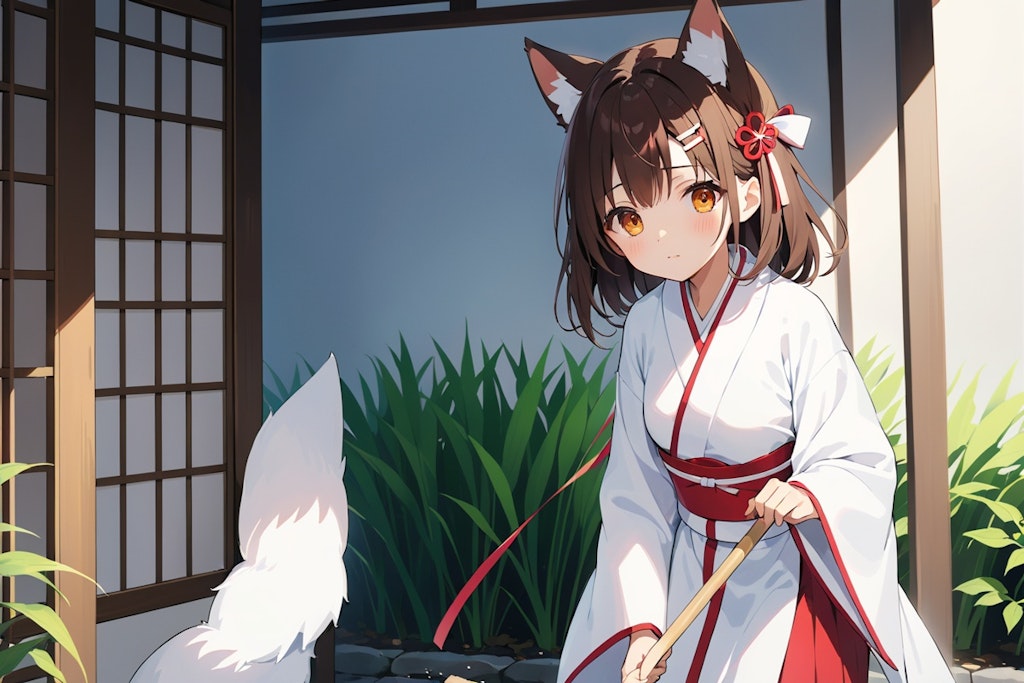 white coats (white cloth) and red hakama