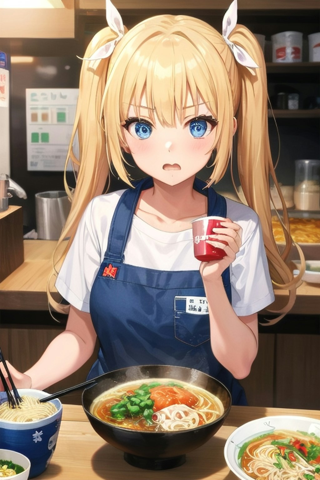 アズサ：うまっ！　このラーメン美味し過ぎでしょ!!（初とんこつラーメン：笑）